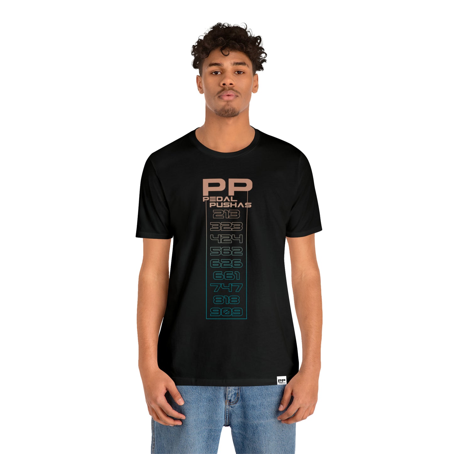 PEDAL PUSHAS AREA CODE TEE WITH SIGNATURE HEM